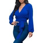 Crepe Blue Bow Tie-Strap Crop Top - Image 2