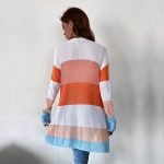 Women's Open Striped Long Sleeve Colorblock Sweater Cardigan - Image 3