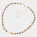 Metal Faceted Beaded Choker Necklace with Round Pearl Accents - Image 2