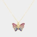 Elegant Butterfly Pendant Necklace featuring Rhinestone Embellishments for a chic and stylish look.