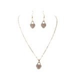 Heart Shape Lock Pendant Necklace and Earring Set