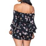Women's Black Floral Off Shoulder Romper - Image 3