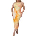 Plus Size Tie-Dye Crossed Back Bodycon Maxi Dress