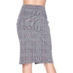 Business Casual Plaid Scuba Pencil Skirt W/Front Slit - Image 4