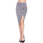 Business Casual Plaid Scuba Pencil Skirt W/Front Slit - Image 2