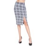 Mint Glen Plaid Scuba Pencil Skirt W/Front Slit
