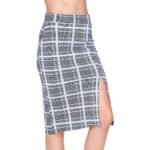 Mint Glen Plaid Scuba Pencil Skirt W/Front Slit - Image 3