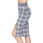 Mint Glen Plaid Scuba Pencil Skirt W/Front Slit