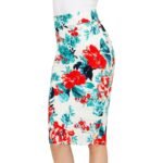 Floral Elastic Waist Midi Pencil Skirt - Image 3