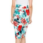Floral Elastic Waist Midi Pencil Skirt - Image 2