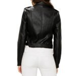 Women's Black Belted Faux Leather Motorcycle Jacket