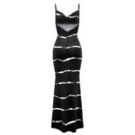 Chic Striped Maxi Dress for Summer - Black and White - Image 3