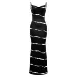 Chic Striped Maxi Dress for Summer - Black and White - Image 2