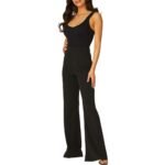 Women's Knit Crepe Black High Waist Flare Pants