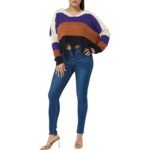 Cozy Color Block V Neck Knit Distressed Sweater - Image 2