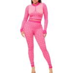Seamless Pink Half-Zip Jacket & Leggings Set - Image 2