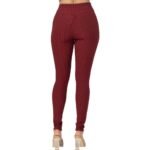 Solid Burgundy Honeycomb High-Waist Leggings - Image 3