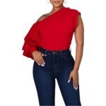 Women’s Single Sleeve Asymmetric Blouse - Image 5