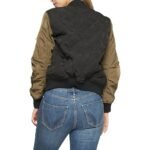 Women's Black & Green Bomber Jacket - Image 2