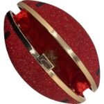 Red and Black Glam Rhinestone Football Clutch/Crossbody Bag - Image 2