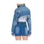 Frayed Edge Distressed Denim Jacket - Image 3