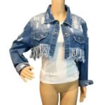 Frayed Edge Distressed Denim Jacket - Image 4