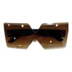 Brown Oversized Rimless Gradient Sunglasses