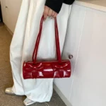 Stylish Red Cylinder Bag with Bow for Trendy Women - Image 3