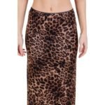 Leopard Print Mesh Maxi Skirt