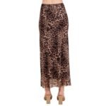 Leopard Print Mesh Maxi Skirt
