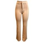 Women's taupe solid wide leg pants.