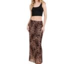 Leopard Print Mesh Maxi Skirt