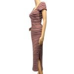 Dry Wine/Soft White Striped Square Neck Midi Dress - Image 2