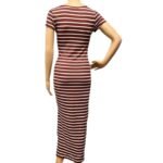 Dry Wine/Soft White Striped Square Neck Midi Dress - Image 3