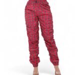 Women's Red Plaid Windbreaker Joggers - Image 5