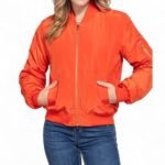 Women's Orange Bomber Jacket - Image 4