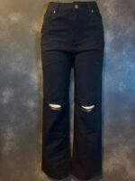 Women's Black High Waist Straight Pants with SLITS - Image 2