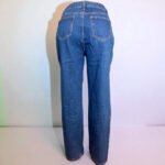 Women's Dark Blue Distressed High Waist Straight Jeans - Image 4
