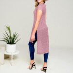 Burgundy Short Sleeve High Low Tunic Top - Image 3