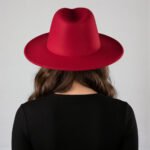 Women's Burgundy Wide Brim Felt Fedora Hat - Image 2
