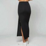 Black & Grey Solid Side Slit Maxi Skirt - High Waisted Long Skirt | Big Sisters - Image 7