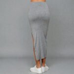 Black & Grey Solid Side Slit Maxi Skirt - High Waisted Long Skirt | Big Sisters - Image 3
