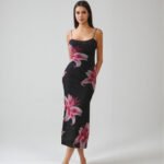 Black Lily Floral Power Mesh Maxi Dress - Open Back Bodycon | Big Sisters - Image 3