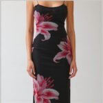 Black Lily Floral Power Mesh Maxi Dress - Open Back Bodycon | Big Sisters - Image 2